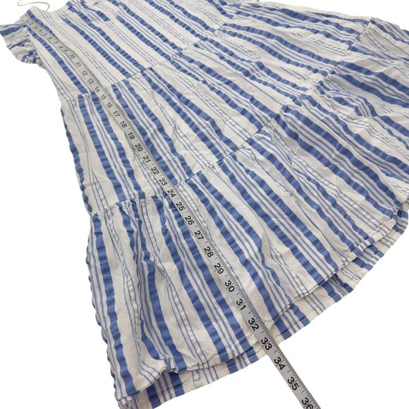 Blue & White Striped Ruffle Sleeveless A-Line Dress By Time And Tru Size S (4-6) - Picture 6 of 9